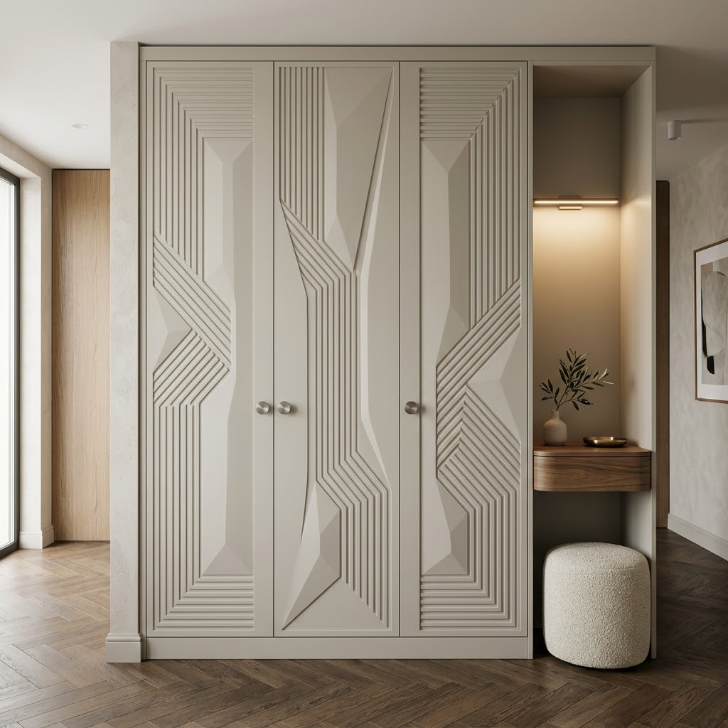 Прихожая с фрезерованными фасадами и LED-подсветкой